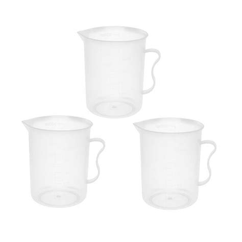 250ml Clear Plastic Measuring Cup With Handle Beaker Laboratory Set 3