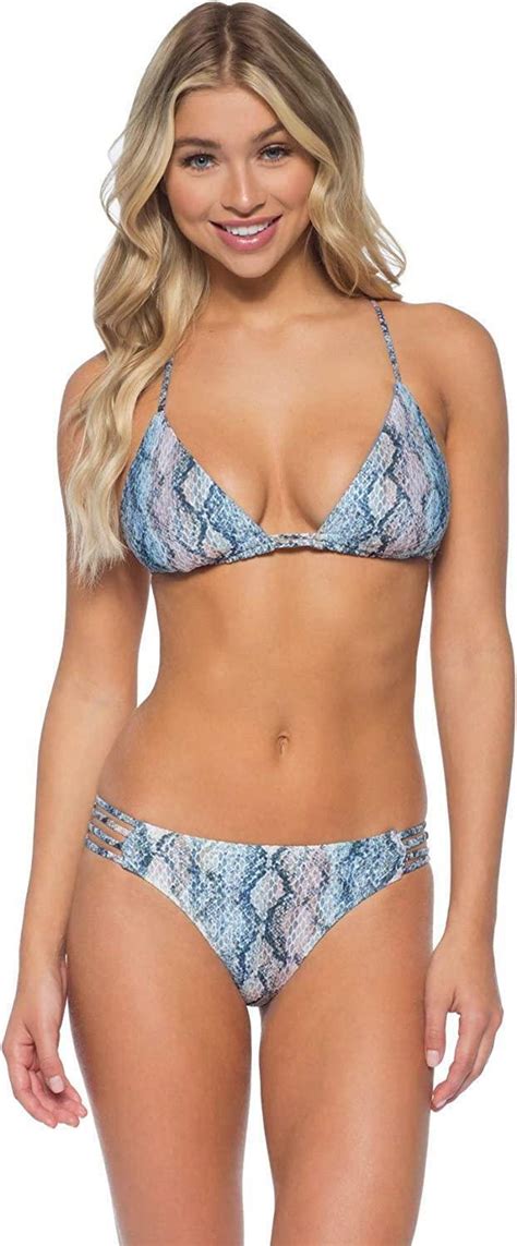 Isabella Rose Womens Snakeskin Sliding Triangle Bikini Top Size