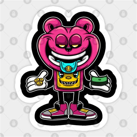 bear addict cartoon - Urban Clothing - Sticker | TeePublic