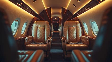 Business jet plane interior with leather comfortable seats Private ...