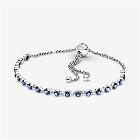 Pandora Bracciale Tennis Blu Con Chiusura Regolabile C