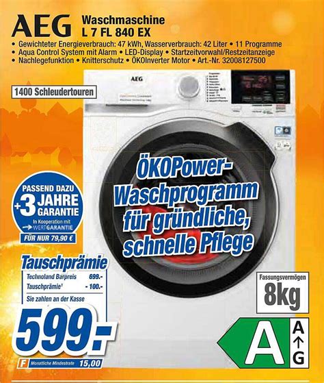 Aeg Waschmaschine L 7 Fl 840 Ex Angebot Bei Expert Techno Land