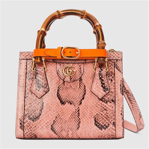 Gucci Diana Mini Python Tote Bag In Pink Python Gucci Us