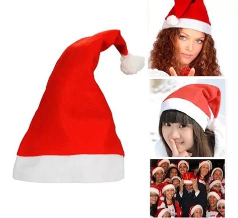 Kit Gorro Touca Do Papai Noel Feltro Liso Natal Enfeite Mercadolivre