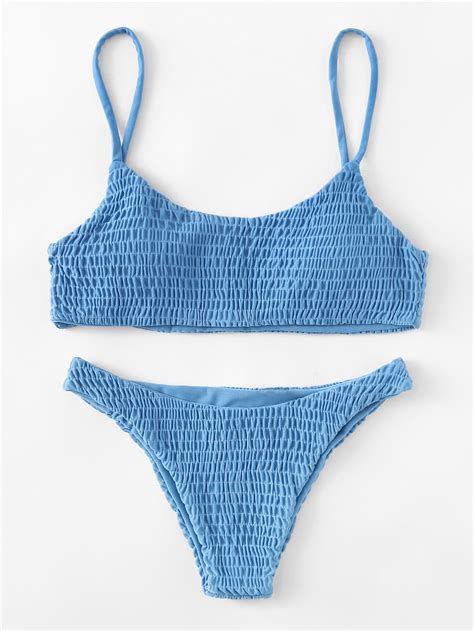 Shirred Bikini Set SheIn Sheinside