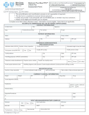 Fillable Online Medicare Plus Blue PPO LTACH Fax Assessment Form PDF