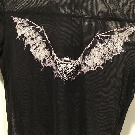 Dolls Kill Widow Mesh Crop Black With White Winged Depop