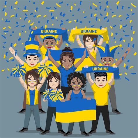 Premium Vector Group Of Supporter From Ukraine National Football Team