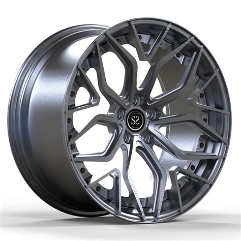 Forged 2 Piece Wheels Brushed Black Barrel Spoke Mercedes Benz 5 Double Spokes Aluminum Alloy