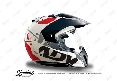 BMW Enduro Helmet (White) Grey & Red Stickers - Signature Custom Designs