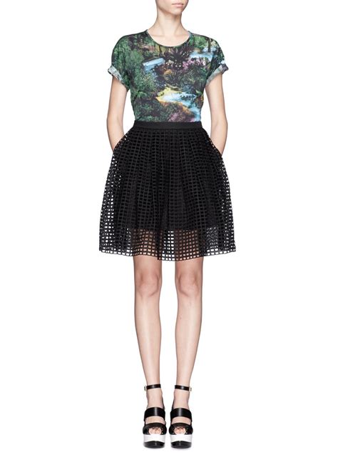 Lyst - Carven Hemstitching Perforated Skirt in Black