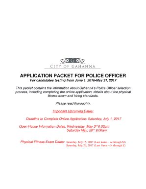 Fillable Online Gahanna Police Officer Applicant Packet Gahanna Fax