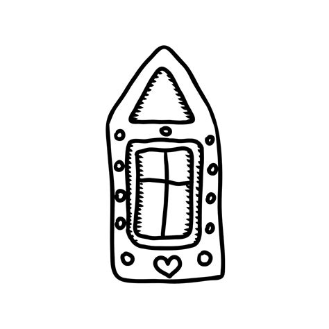 Vector hand drawn black and white gingerbread house. 14407876 Vector ...