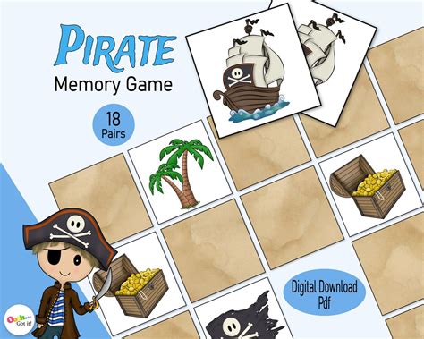 Pirate Memory Card Game A Printable Picture Matching Game For Toddlers