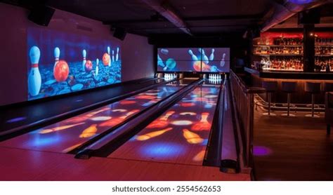 Modern Bowling Alley Featuring Interactive Projection AI-generated ...