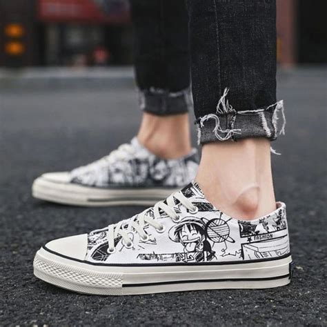 Anime Canvas Shoes One Piece Luffy Cartoon Sneakers | Canvas shoes ...