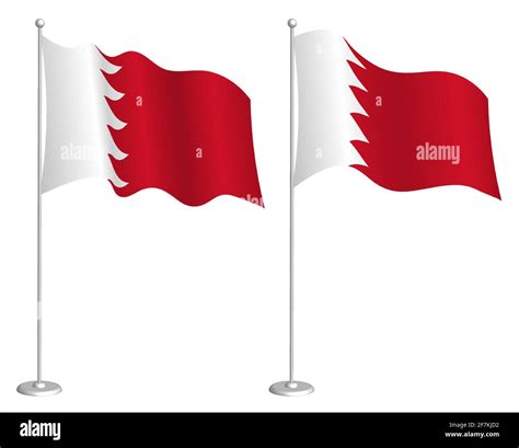 Bahrain Flag On Flagpole Waving In Wind Holiday Design Element