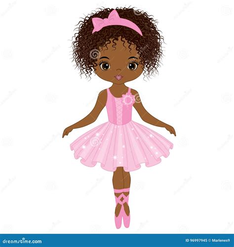 Vector African American Beautiful Ballerina Dancing Vector Ballerina