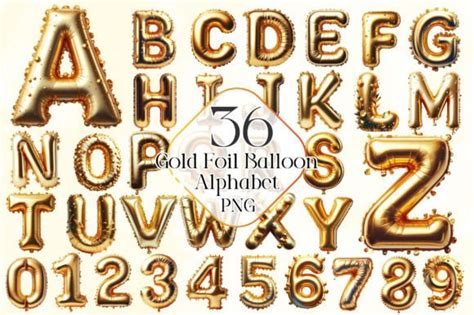 Gold Foil Balloon Alphabet Clipart Graphic By LiustoreCraft Creative