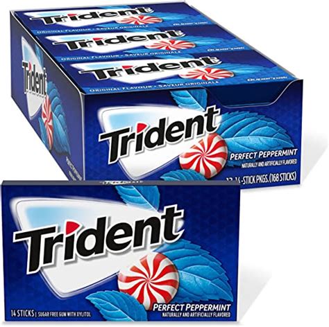 Trident Gum Perfect Peppermint Sugar Free Chewing Gum 14 Sticks Pack