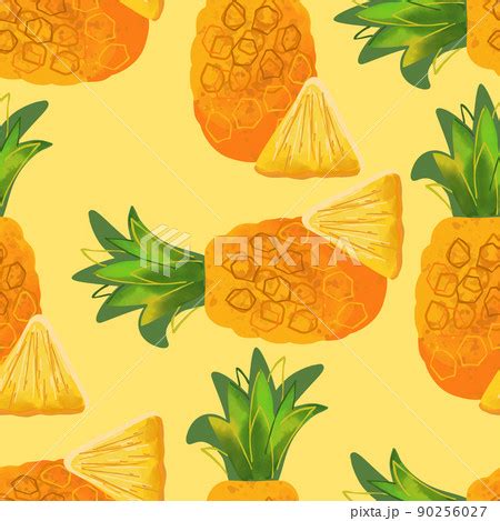 Seamless Pattern With Pineapple Illustration On Pixta