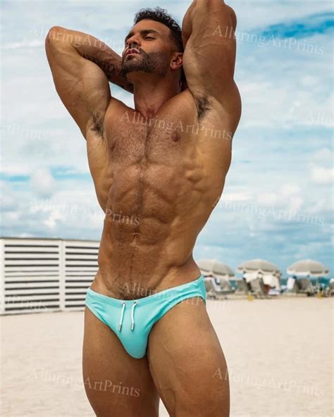 Male Model Print Muscular Handsome Beefcake Shirtless Hunk Hot Man Hairy N Eur