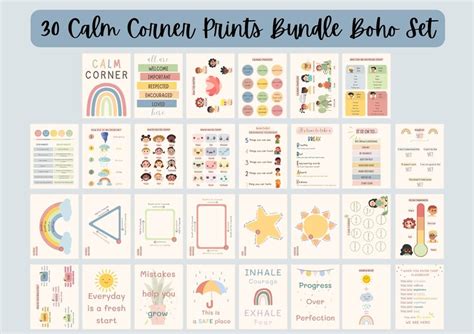 30 Calming Corner Classroom Boho Calm Down Printable Decor Etsy