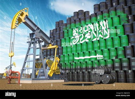 Oil Production And Extraction In Saudi Arabia Oil Pump Jack And Oil