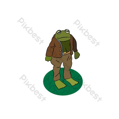 Cool Frog Cartoon Character With Brown Coat PNG Images | AI Free ...