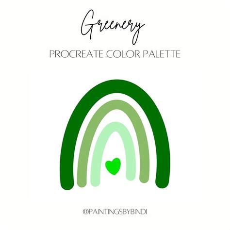 Greenery Procreate Color Palette 30 Color Swatches IPad Illustration