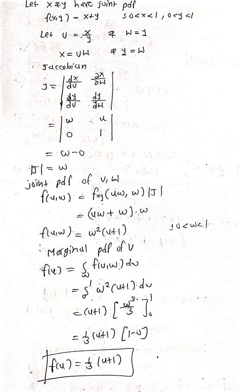 Solved Use The Jacobian Transformation To Find The Pdf Course Hero