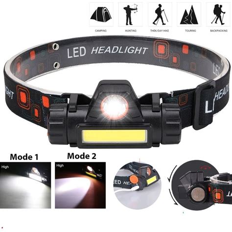 Jual Lampu Senter Kepala Led High Power Head Lamp Cob Rechargeable Plus