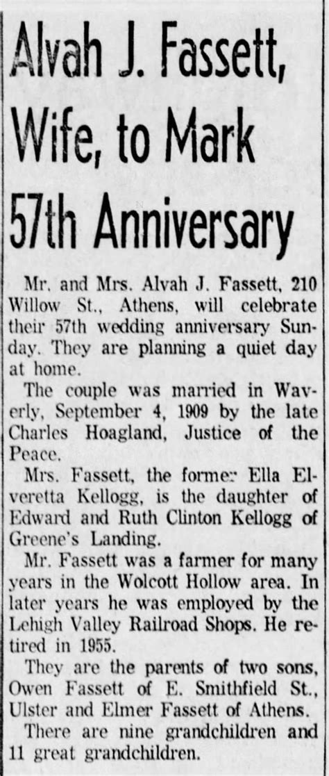 Alvah Fassett 57th Anniversary ™