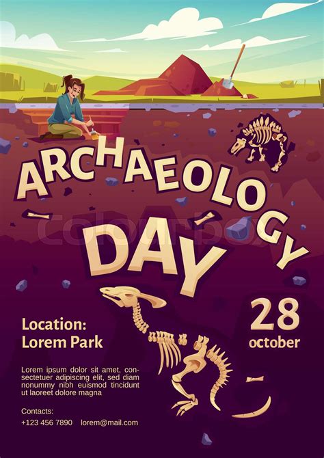 Archaeology Day Poster With Excavation Site Stock Vector Colourbox