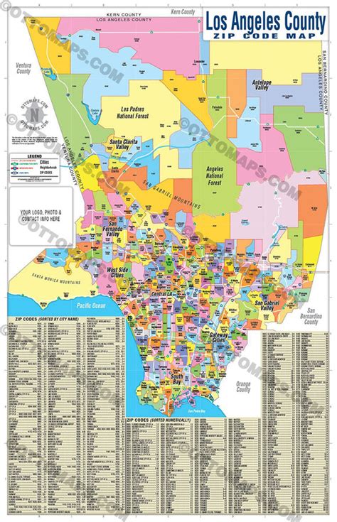 Printable Los Angeles Zip Code Map