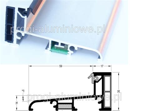 Próg aluminiowy z uszczelką do drzwi p76 Progi aluminiowe listwy