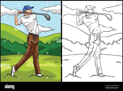 Golf Coloring Page Colored Illustration Stock Vector Image Art Alamy