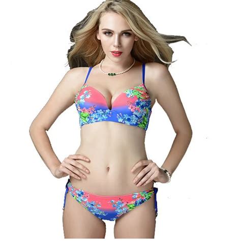 Sexy Girl Floral Printed Swimsuit High Waist Vintage Swimwear Push Up