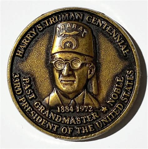 1984 Masonic Harry S Truman Vintage Centennial Coin Past Grand Etsy