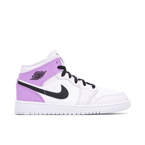 Air Jordan 1 Mid Pink Lavender Gs Dq8423 501 Laced