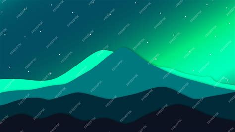 Premium Vector Northern Lights In The Mountains