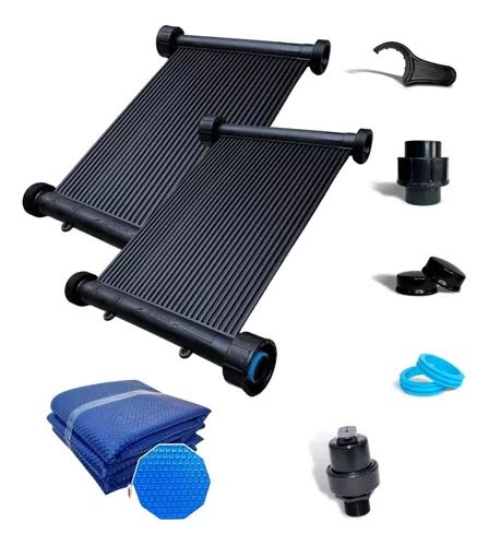 Kit Aquecedor Solar Piscina 5x2 50 Fibra Vinil 14 Placas 3mt