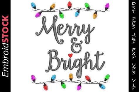 Merry And Bright Christmas Embroidery Design 1725362