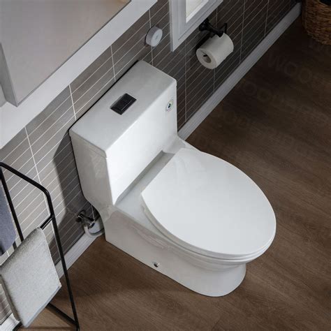 WoodBridge B-0750-A White Modern One-Piece Elongated Toilet With Solf