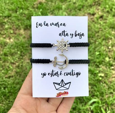 Pulsera Ancla Y Tim N Tejidas Marea De Parejas Pulseras Con Mensaje