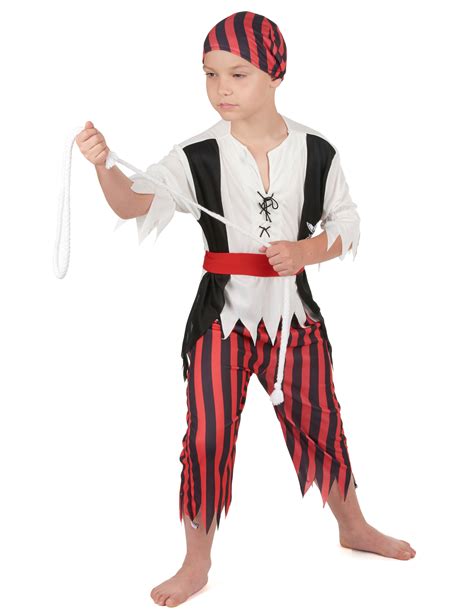 D Guisement Pirate Rayures Noires Et Rouges Gar On Vegaooparty