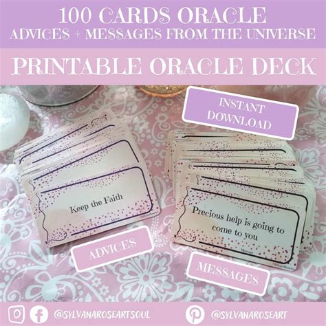 Printable Oracle Deck 100 Oracle Cards Printable Oracles Oracle Deck Card Oracle Card Print