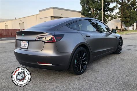 Model 3 Wrapped in 3M Satin Dark Gray | Wrap Bullys | Car wrap, Vinyl wrap car, Tesla motors model s