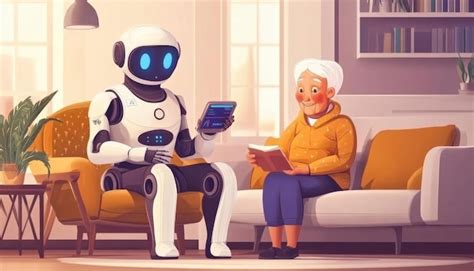 Robot Companion For Elderly Premium Ai Generated Image