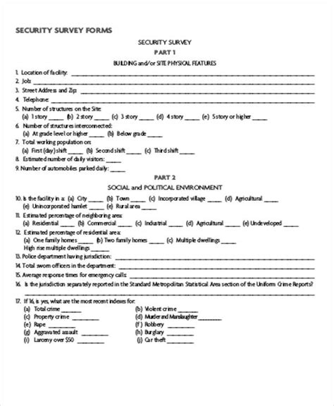 Security Survey Template